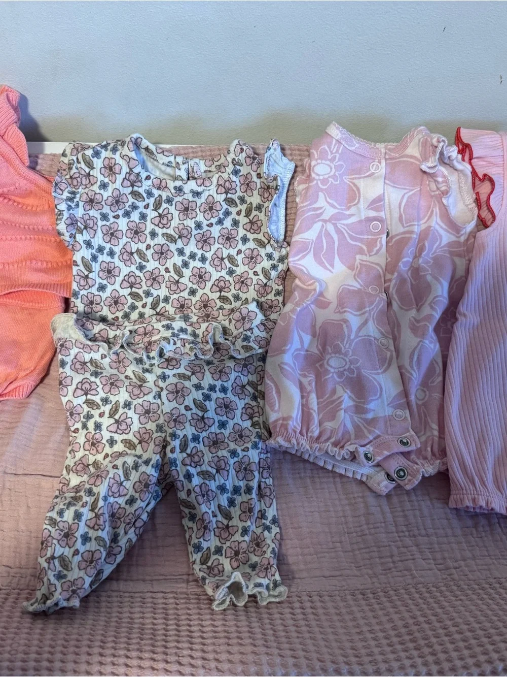 4 Carter's Pink Floral Baby Matching Sets -
